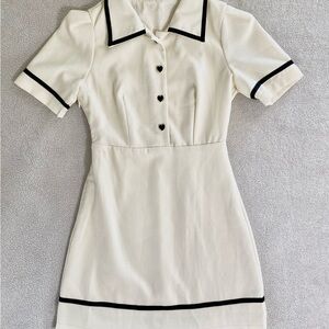 Cream Mini Dress with Black Trim